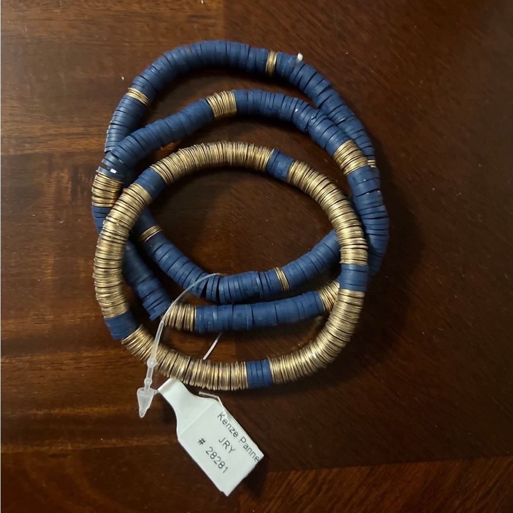 New Set of 3 Navy & Gold Bracelets